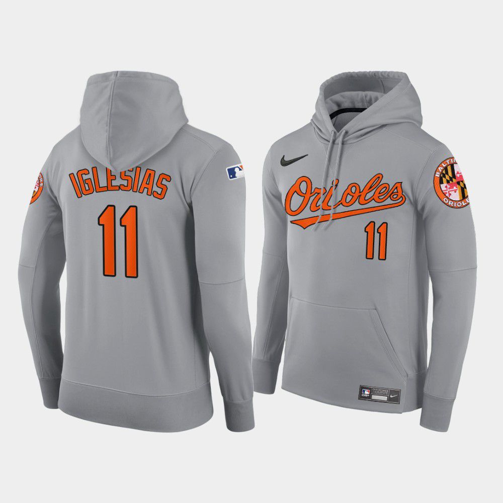 Men Baltimore Orioles #11 Iglesias gray road hoodie 2021 MLB Nike Jerseys->baltimore orioles->MLB Jersey